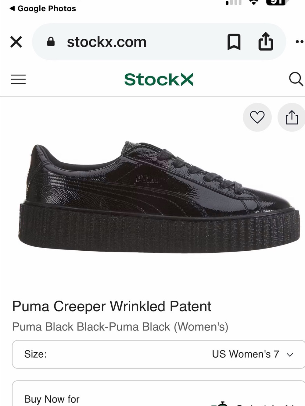 PUMA Fenty x Rihanna Creeper Cracked Leather Black Women’s 8 364465-01